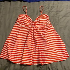 Red and white striped tankini top